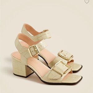 J Crew Dylan Block Heel sandals in Croc Embossed Italian Leather